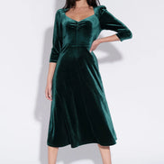 Ambrose Velvet Midi Dress in Green