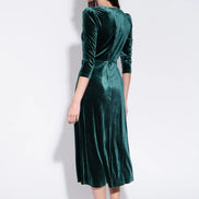 Ambrose Velvet Midi Dress in Green