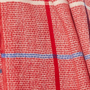 Louche Aoife Fluffy Warm Handle Woven Check Scarf With Tassels - Red