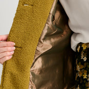Apple Borg Faux Fur Collar Cropped Jacket - Mustard