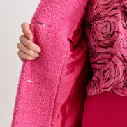Apple Borg Faux Fur Collar Cropped Jacket - Pink