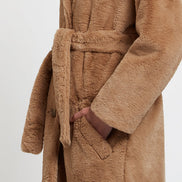 Arinette Faux Fur Tie Waist Coat - Camel