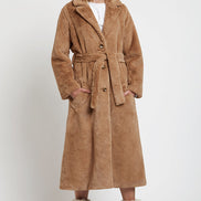 Arinette Faux Fur Tie Waist Coat - Camel