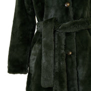 Arinette Faux Fur Tie Waist Coat - Khaki