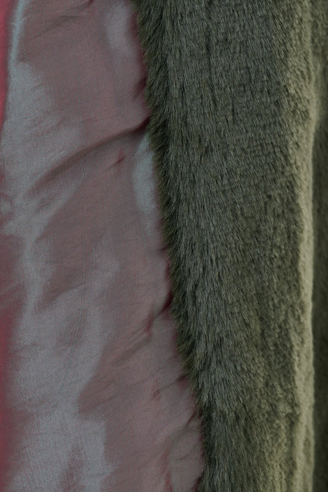 Arinette Faux Fur Tie Waist Coat - Khaki