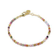 Milos Gemstone and Gold Bead Bracelet Tourmaline