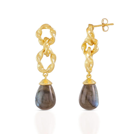 Moirai Double Twisted Loops Earrings Labradorite