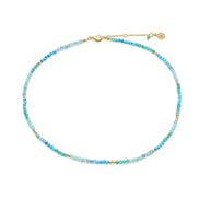 Milos Mixed Gemstone Beaded Necklace  Amazonite, Copper Turquoise & Green Jade