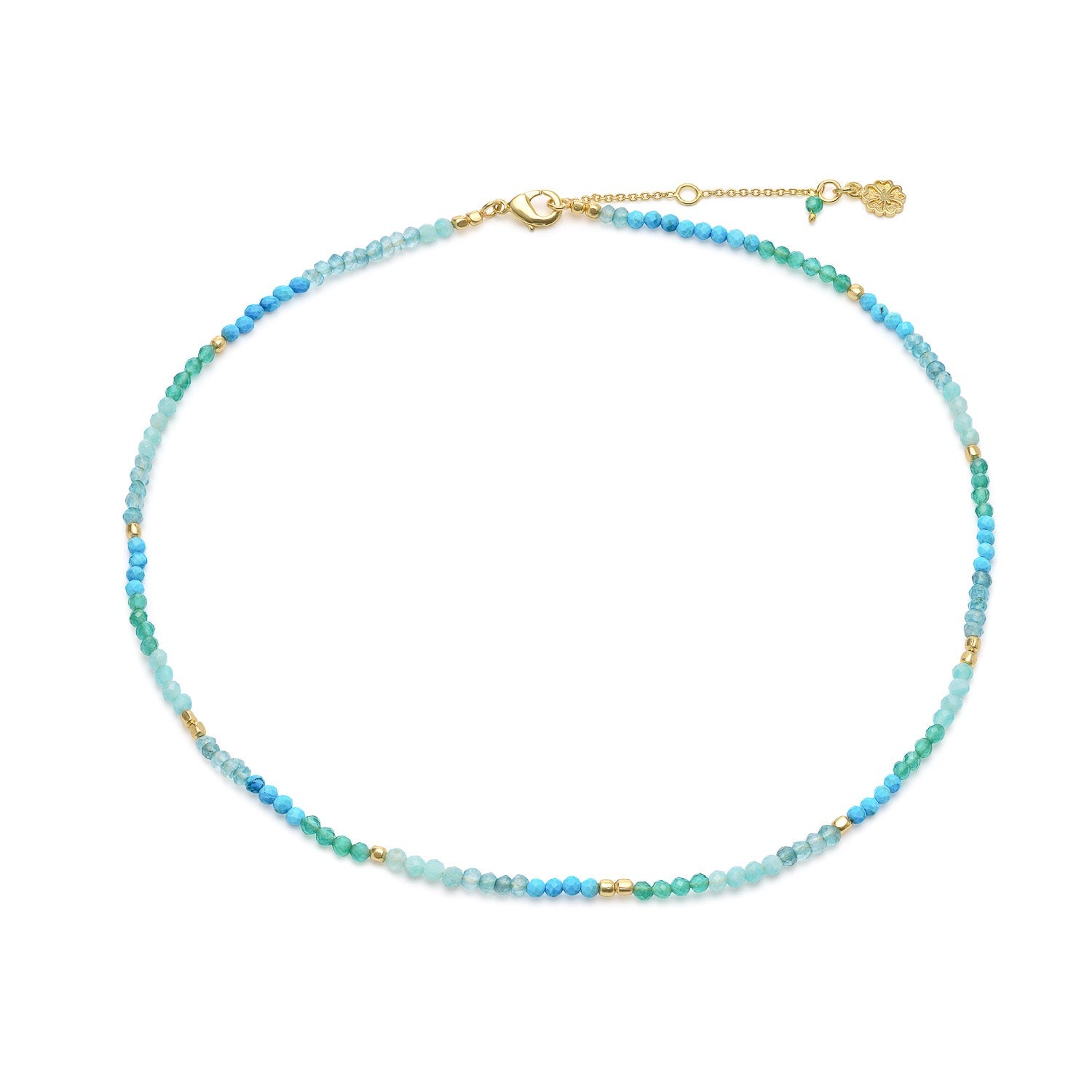 Milos Mixed Gemstone Beaded Necklace  Amazonite, Copper Turquoise & Green Jade