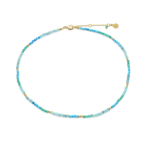 Milos Mixed Gemstone Beaded Necklace  Amazonite, Copper Turquoise & Green Jade