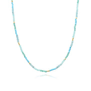 Milos Mixed Gemstone Beaded Necklace  Amazonite, Copper Turquoise & Green Jade