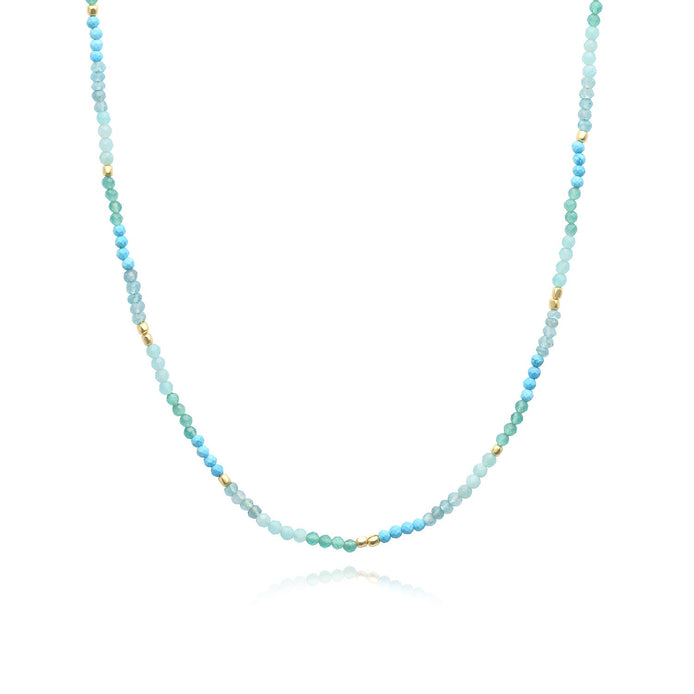Milos Mixed Gemstone Beaded Necklace  Amazonite, Copper Turquoise & Green Jade