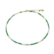 Milos Mixed Gemstone Beaded Necklace  Prehnite, Moss Agate & Green Aventurine