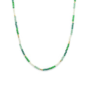 Milos Mixed Gemstone Beaded Necklace  Prehnite, Moss Agate & Green Aventurine