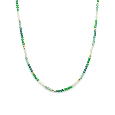 Milos Mixed Gemstone Beaded Necklace  Prehnite, Moss Agate & Green Aventurine
