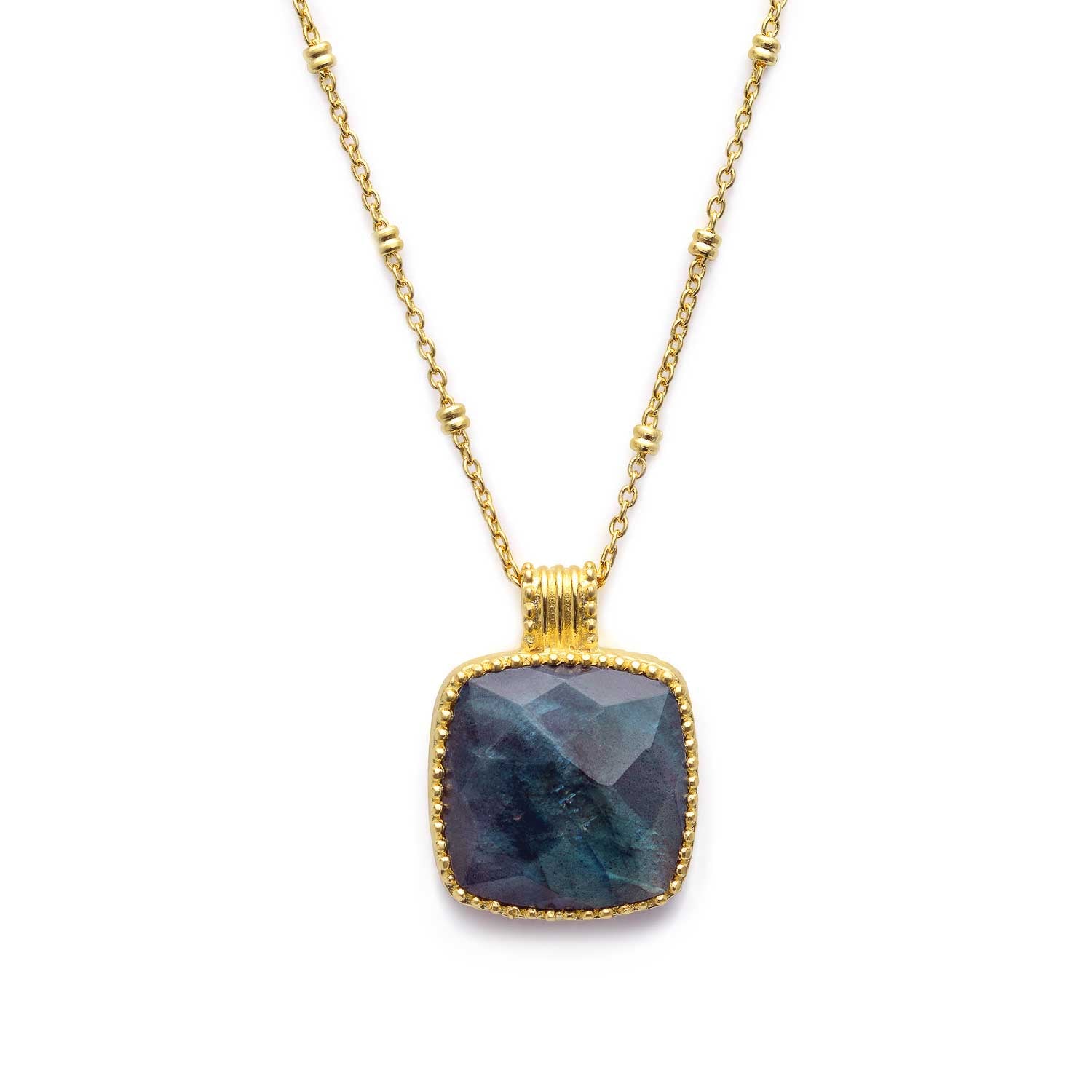 Tetra Large Square Gemstone Pendant  Labradorite