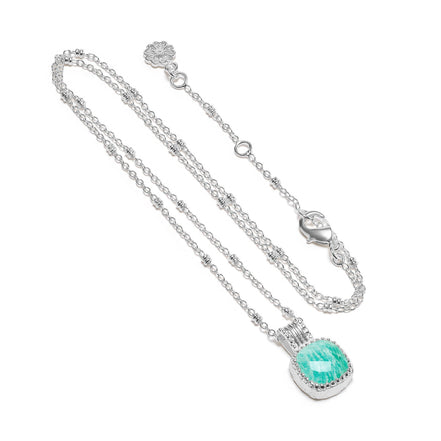Tetra Square Gemstone Pendant Silver Amazonite