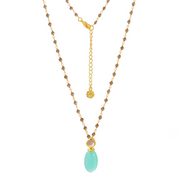 Persephone Double Gemstone Beaded Chain Necklace Pariba Onyx & Smoky Quartz