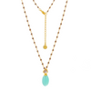 Persephone Double Gemstone Beaded Chain Necklace Pariba Onyx & Smoky Quartz