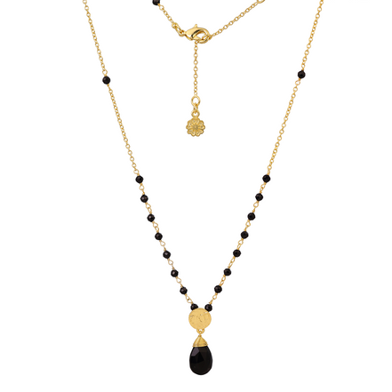 Classic Athena Kate Gemstone Rosary Chain Necklace Black Onyx
