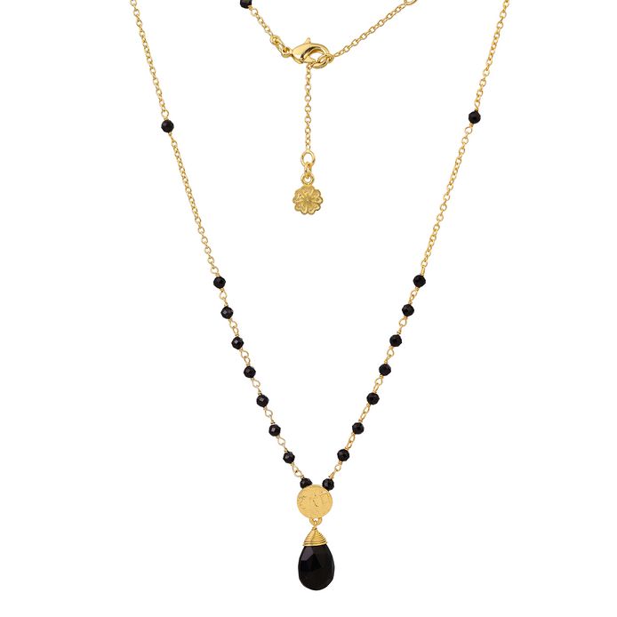 Classic Athena Kate Gemstone Rosary Chain Necklace Black Onyx