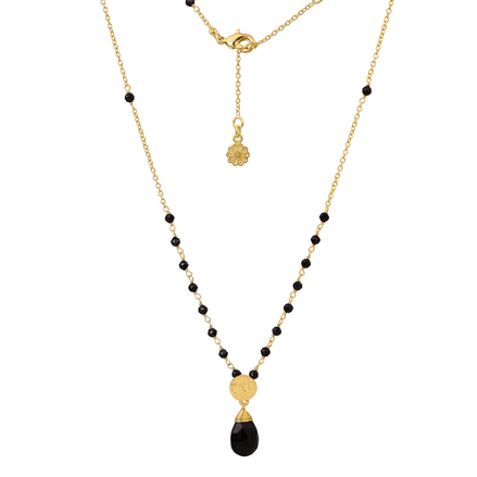 Classic Athena Kate Gemstone Rosary Chain Necklace Black Onyx