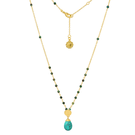 Classic Athena Kate Gemstone Rosary Chain Necklace Turquoise