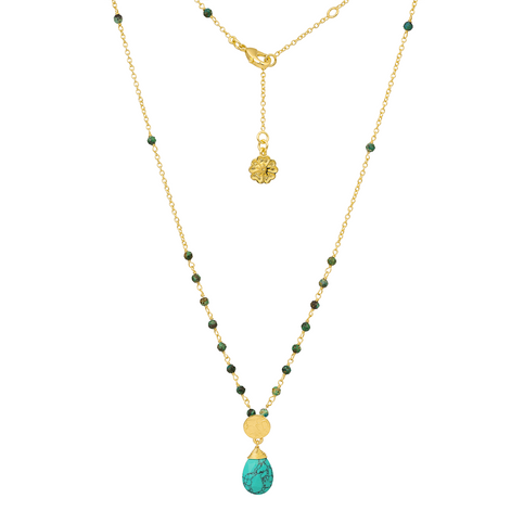 Classic Athena Kate Gemstone Rosary Chain Necklace Turquoise