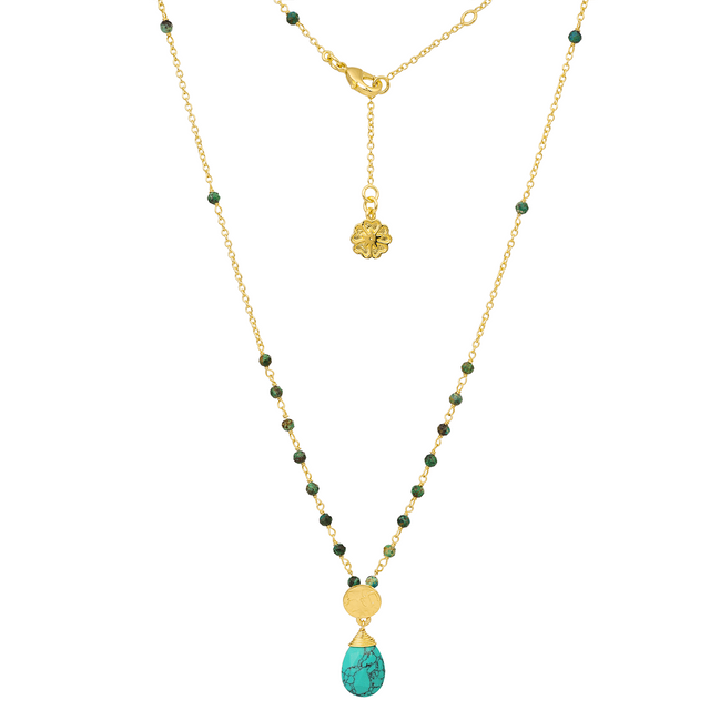 Classic Athena Kate Gemstone Rosary Chain Necklace Turquoise