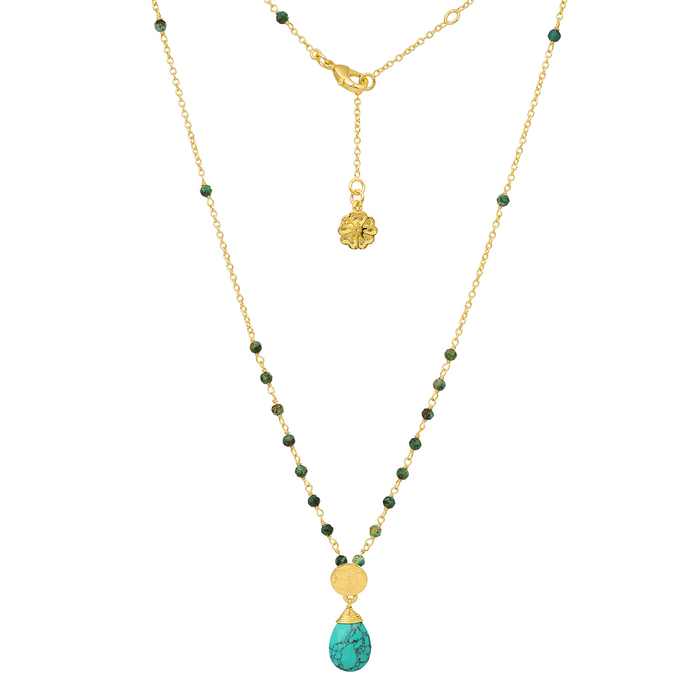 Classic Athena Kate Gemstone Rosary Chain Necklace Turquoise