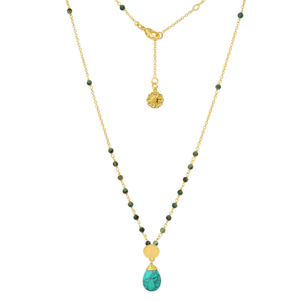 Classic Athena Kate Gemstone Rosary Chain Necklace Turquoise