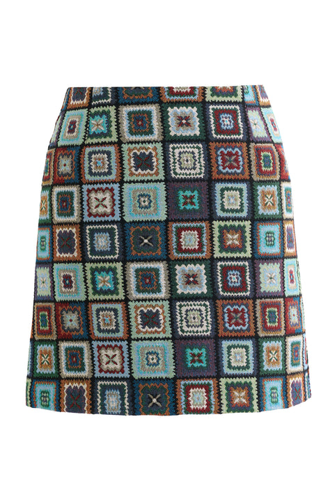 Aubin 70'S Patch Jacquard A-Line Mini Skirt - Multicoloured