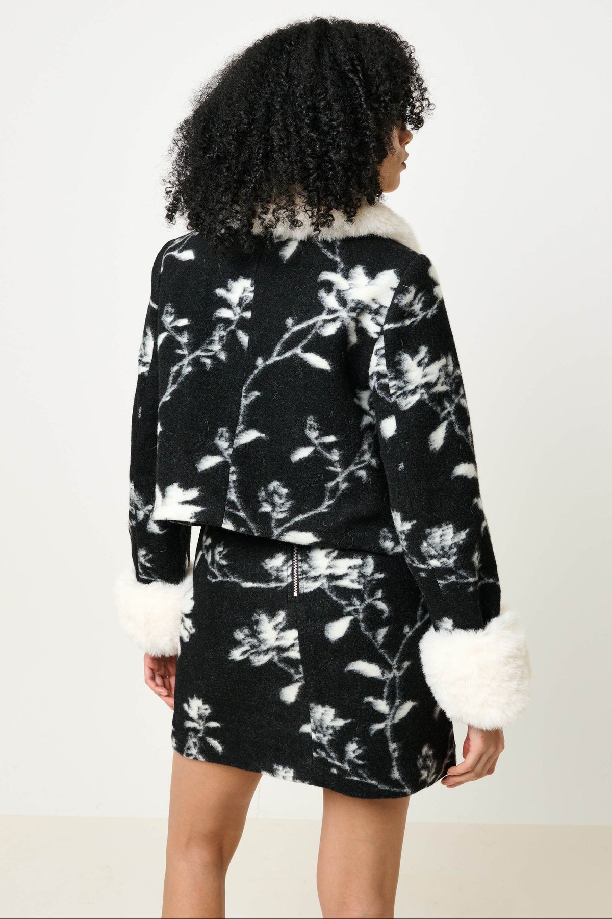 Aubin Power Bloom A-Line Mini Skirt - Black & White