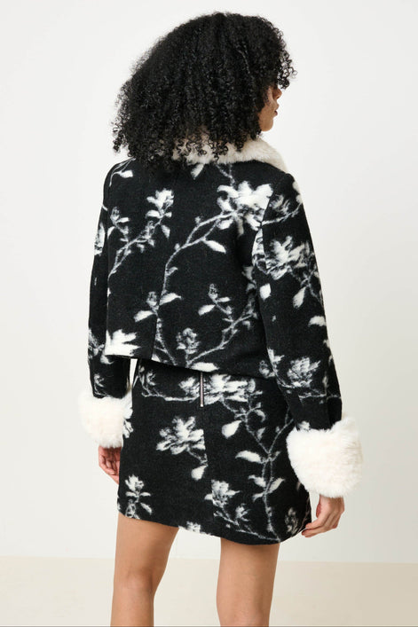 Aubin Power Bloom A-Line Mini Skirt - Black & White