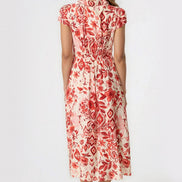Orange Floral Shirt Midi Dress