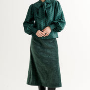 Aditi Spot Tie Neck Blouse - Forest Green