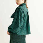 Aditi Spot Tie Neck Blouse - Forest Green