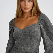 Silver Sweetheart Neckline Mini Dress
