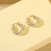 Gold Tone Small Pearl and Diamante Hoop Earrings