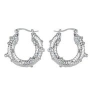 Silver Tone Small Pearl and Diamante Hoop Earrings