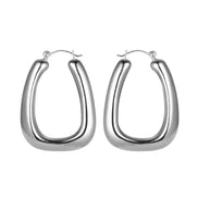 Silver Tone Diagonal Hoop Earrings