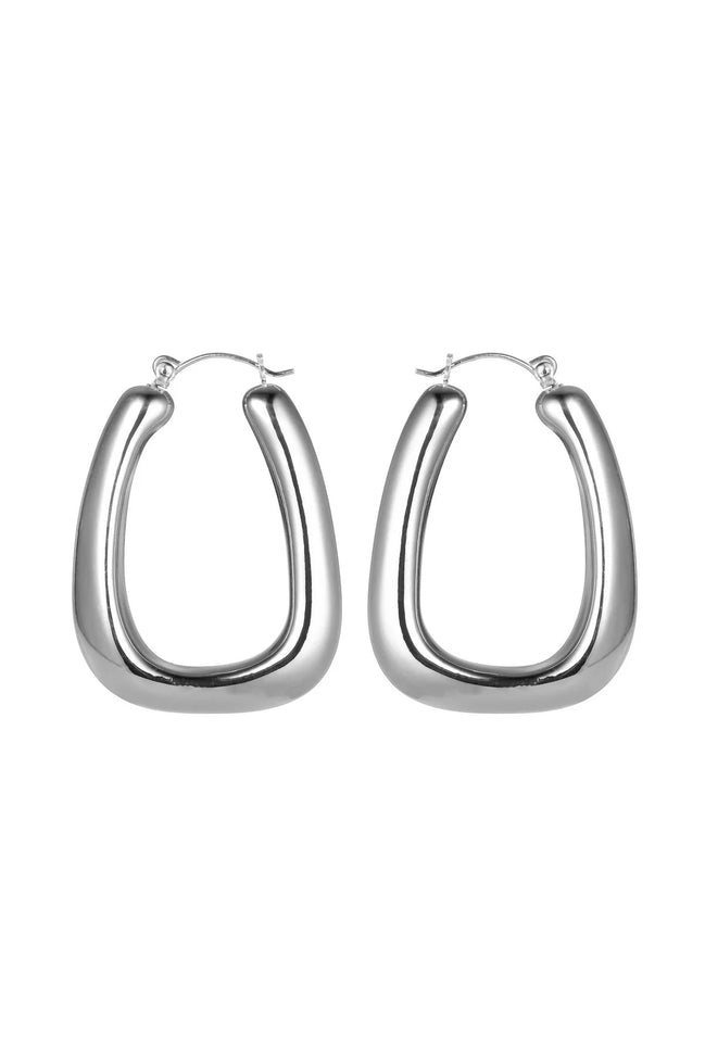 Silver Tone Diagonal Hoop Earrings