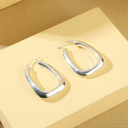 Silver Tone Diagonal Hoop Earrings