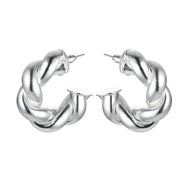 Silver Tone Twisted Earrings