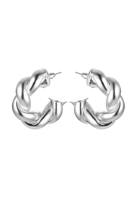 Silver Tone Twisted Earrings