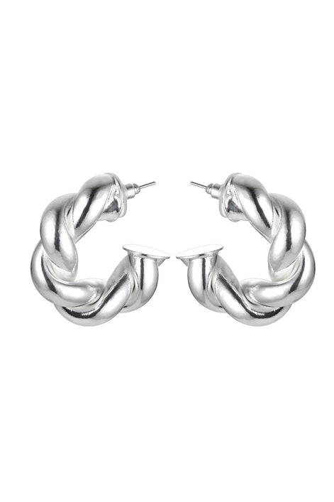 Silver Tone Twisted Earrings