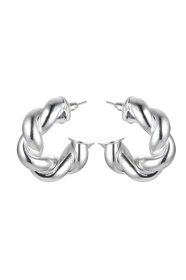 Silver Tone Twisted Earrings