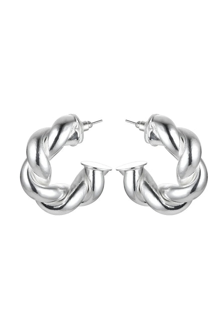 Silver Tone Twisted Earrings