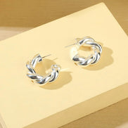 Silver Tone Twisted Earrings