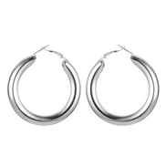 Silver Tone Chunky Hoop Earrings